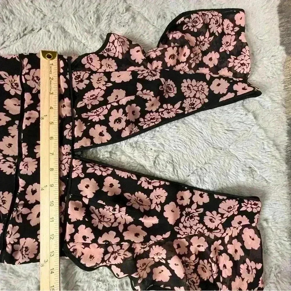 Milly Deni Floral Print Chiffon Maxi Dress Size 2 In Pink Wedding Formal Garden - Picture 10 of 13